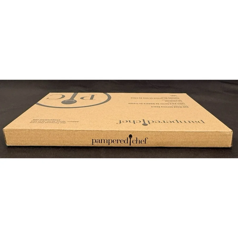 Pampered Chef Ash Wood Serving Board Set Brown Etched Charcuterie 1481 1483